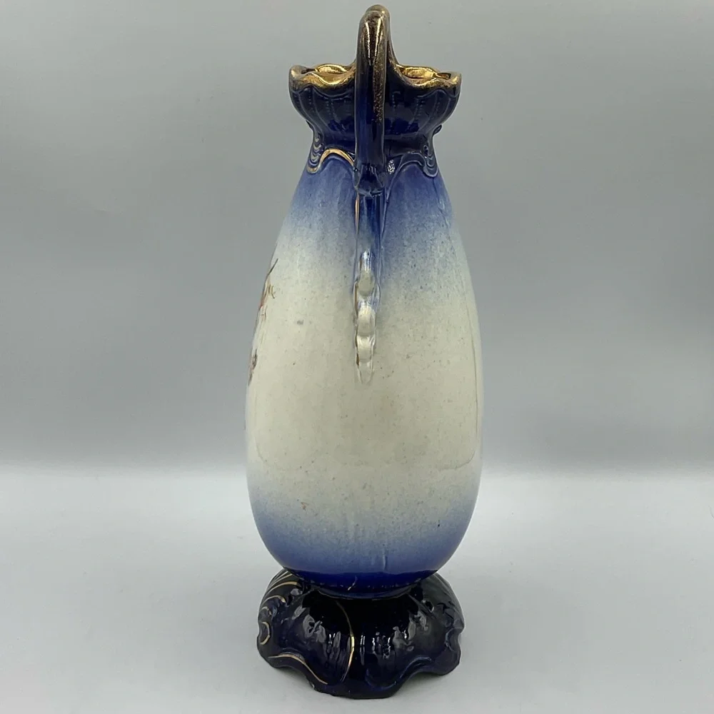 Antique Style Cobalt Blue & Gold Art Nouveau/Rococo Revival Vase